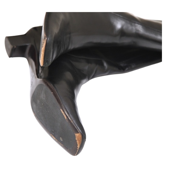 COLE HAAN Black Boots Leather Boot Mid Calf Zipper Square Toe Sz 9B - Picture 12 of 12